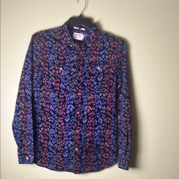 Scotch and soda Amsterdam Blue and Red Casual Button Down Shirt with Flora - Picture 1 of 7